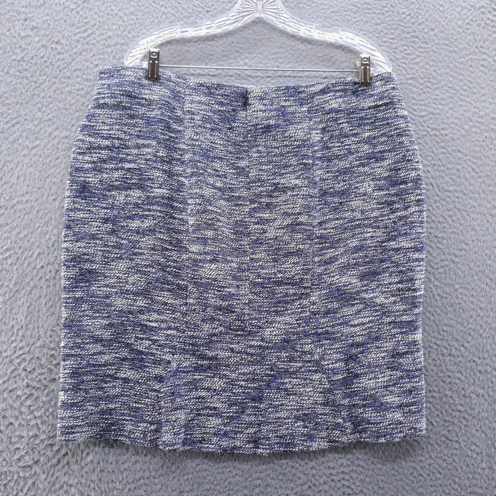 Ann Taylor Petite Blue Tweed Pencil Skirt Size 16P Textured Professional Lined